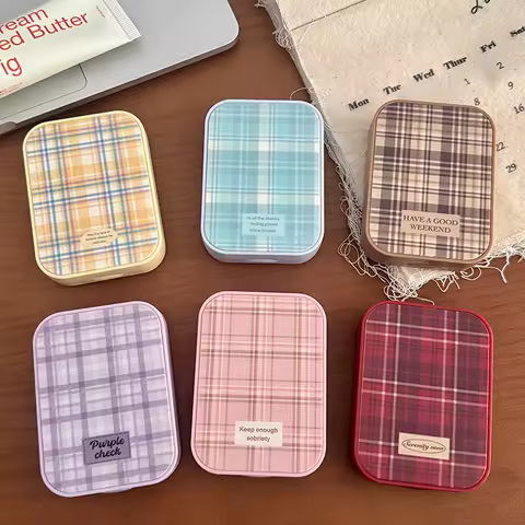 New Grid Lens Container Women INS Contacts Lens Case Men Color Contact Lenses Storage Box Portable Travel Set