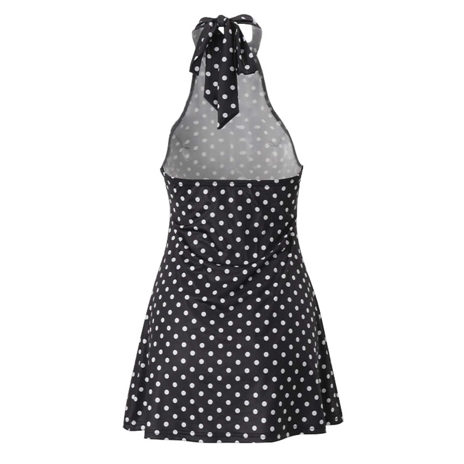 Abito da cocktail da festa da donna anni '20 Mini abito a pois con lacci Halter senza maniche aperto sul retro Abito a trapezio per abito casual quotidiano