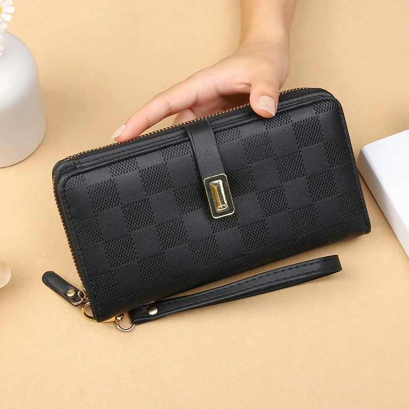 Women's Long Wallet Trifold Wallet Pure Color Multi Card Pocket Coin Purse Large Capacity Zipper Wallet