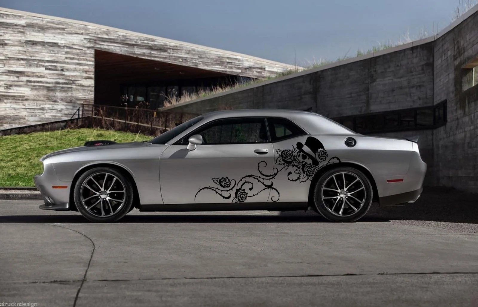 

For 2xDesign Rose Skull Thorn Graphic Decal Sticker Van Truck Vehicle SUV Tribal Car styling