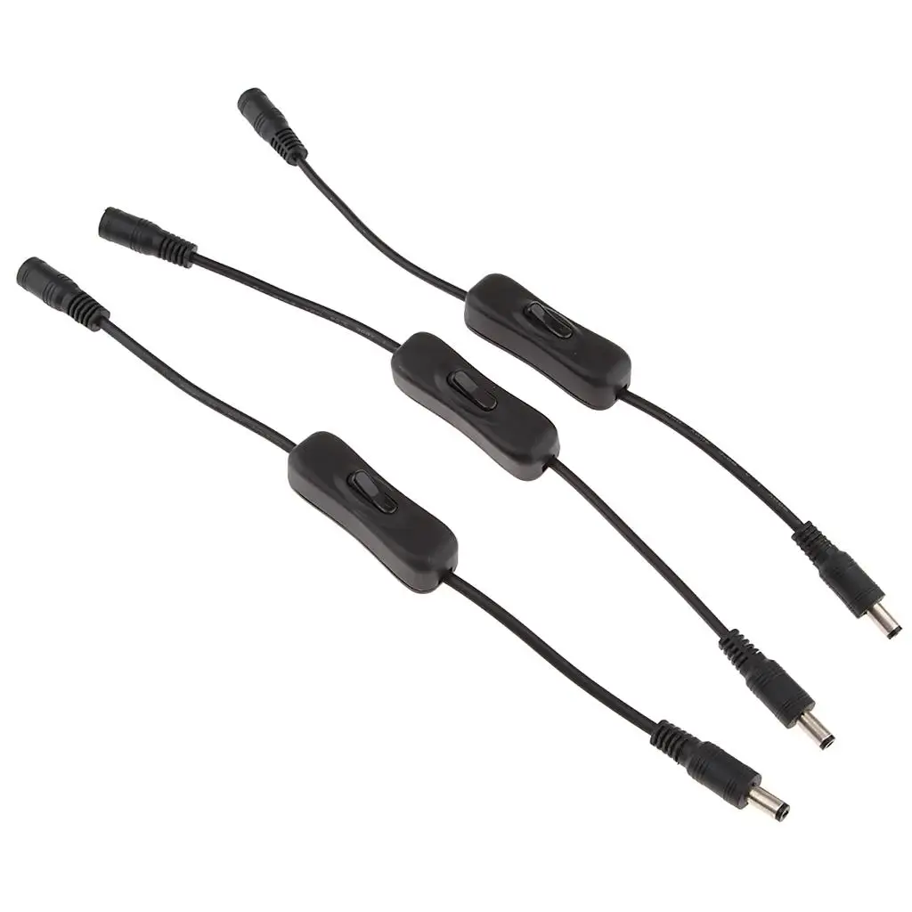 Inline on Off Switch Cable for LED Strip Light 5.5x2.1mm DC 12V Male to Female Extension Connector for Home Lighting
