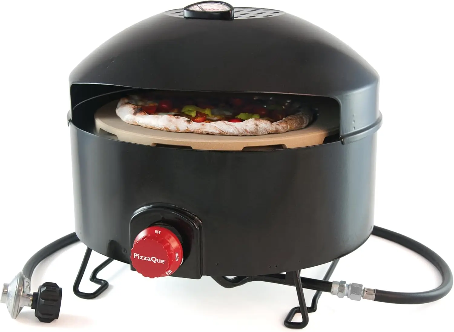 

PizzaQue, Portable Outdoor Pizza Oven, Heats Up To 700°F Cooks Pizza In 6 Minutes, 14” ThermaBond Stone, Restaurant Style Pizza