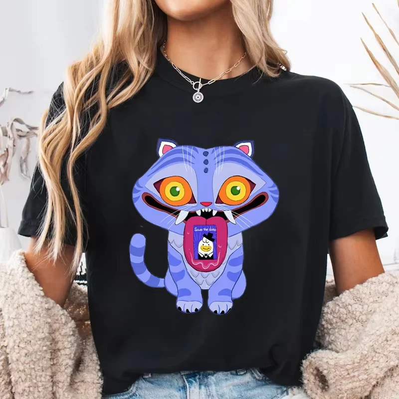 

Новые футболки с короткими рукавами Kpop Demon Hunters с милым тигровым принтом, женские и мужские футболки с круглым вырезом в стиле аниме, летние удобные мягкие футболки, топы