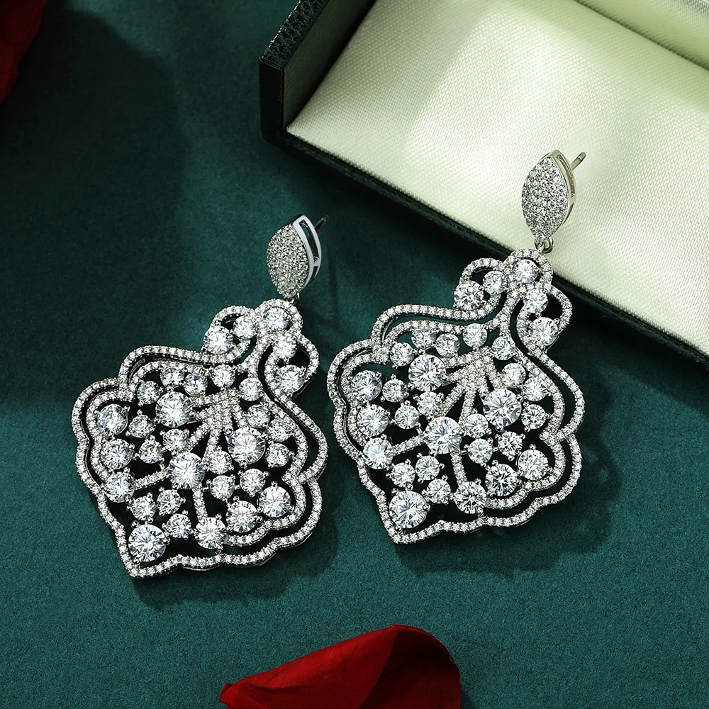 Shipei Jewelry Amazon Live Streaming Same 925 Silver 0.5ct High Carbon Diamond Exaggerated Retro Earrings with Unique Design