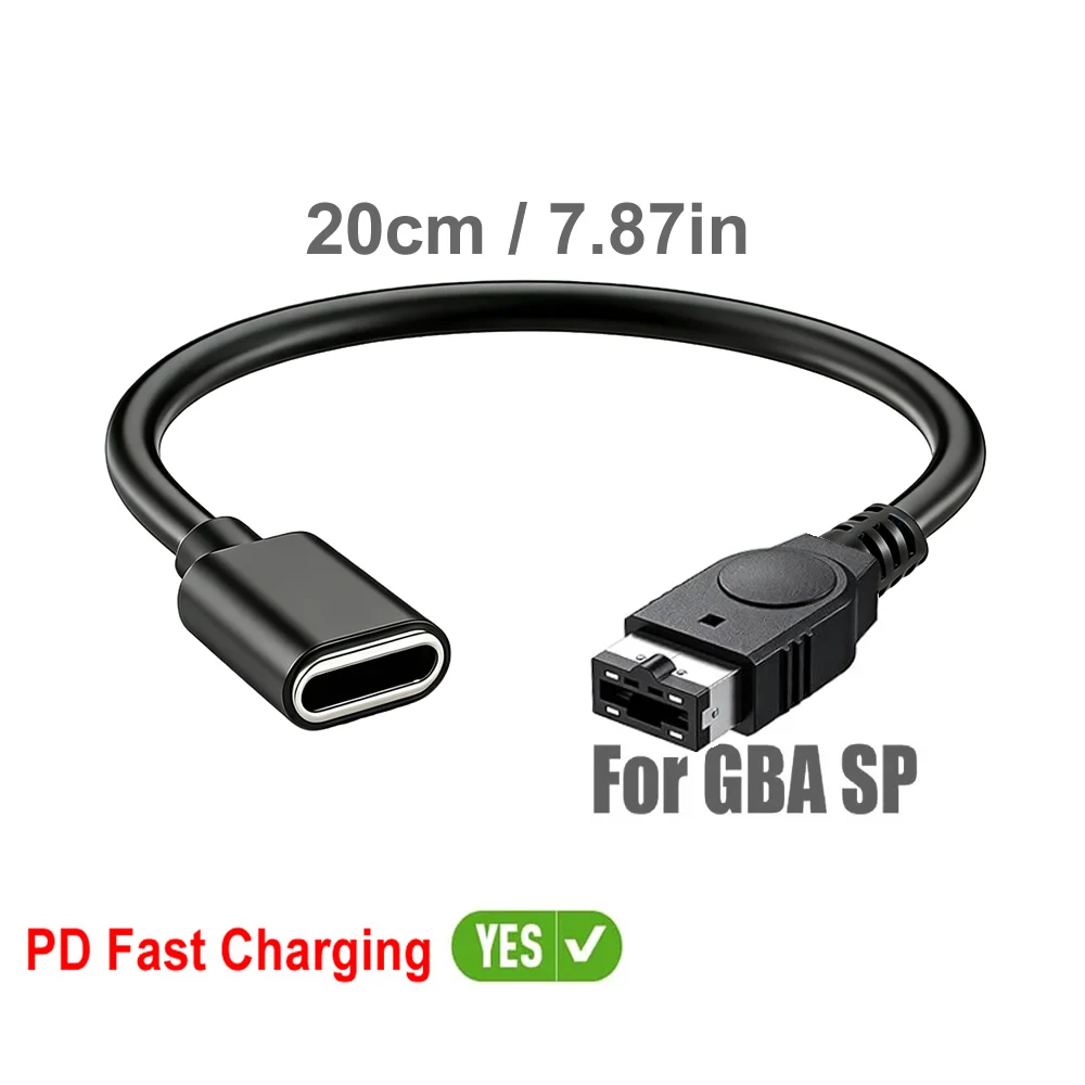 PD USB-C Cable for Gameboy Advance SP, 20cm USB Type C Convert Cord for Nintendo DS and Game Boy Advance GBA SP Consoles