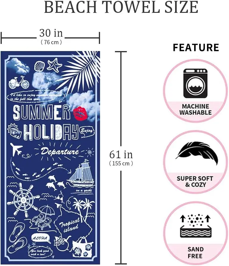 

Пляжное полотенце Пляжные полотенца из микрофибры Быстросохнущие легкие дорожные полотенца без песка Летние пляжные полотенца для взрослых