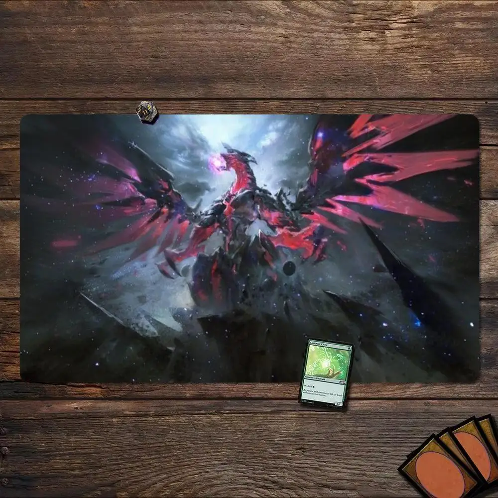 Space Sci-Fi Mecha Dragon Interstellar Clash Fantasy TCG Playmat 35X60CM MTG Trading Card Mat Non-Slip Stitched Large Desk Pad