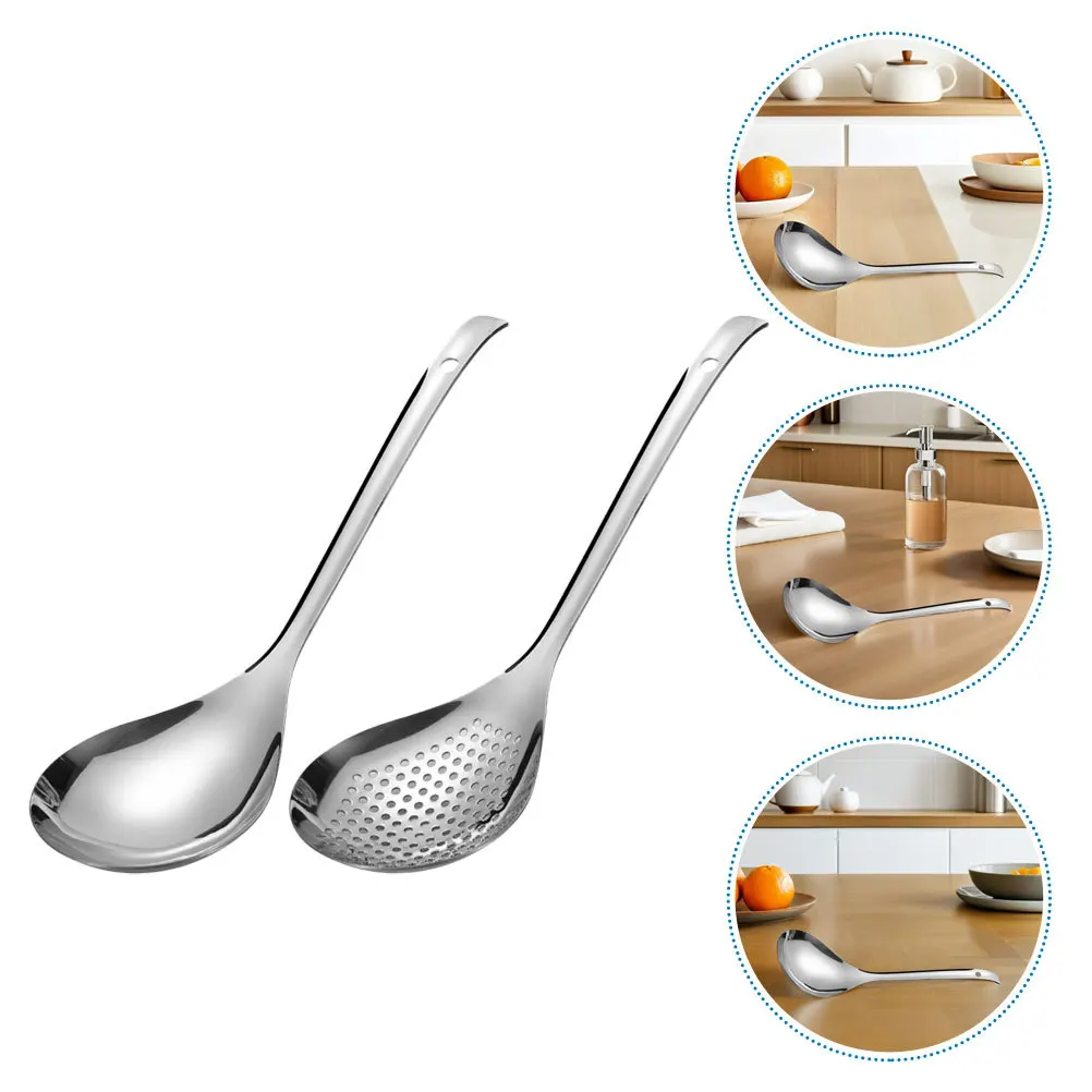 

2pcs Stainless Steel Skimmer Slotted Spider Strainer Colander For Kitchen Frying Pasta Noodle Oil Filtering Thickened