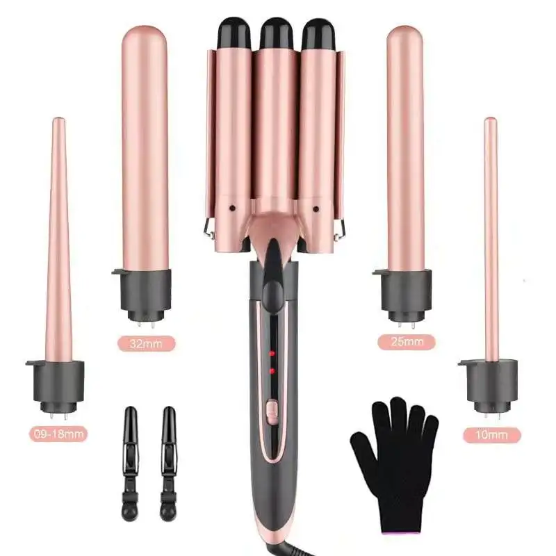 

Professional 6 in 1 LCD Curling Wand Set Interchangeable Styler Hair Curler Waver 6 Barrel Curling Iron Private Label