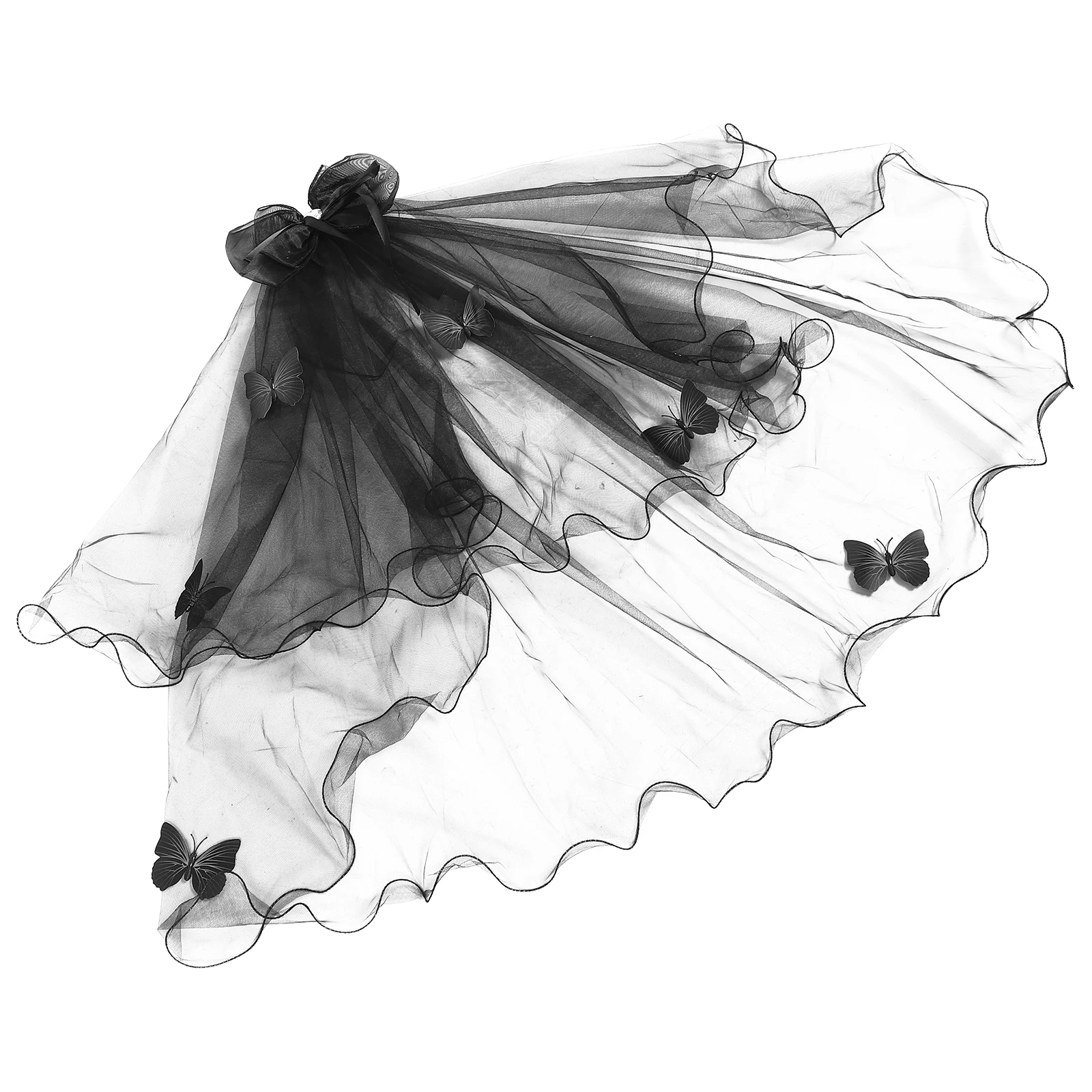 

Black Butterfly Veil Bridal Short Mesh Veil Gothic Vampire Headpiece Halloween Wedding Costume Wedding Veils for Brides