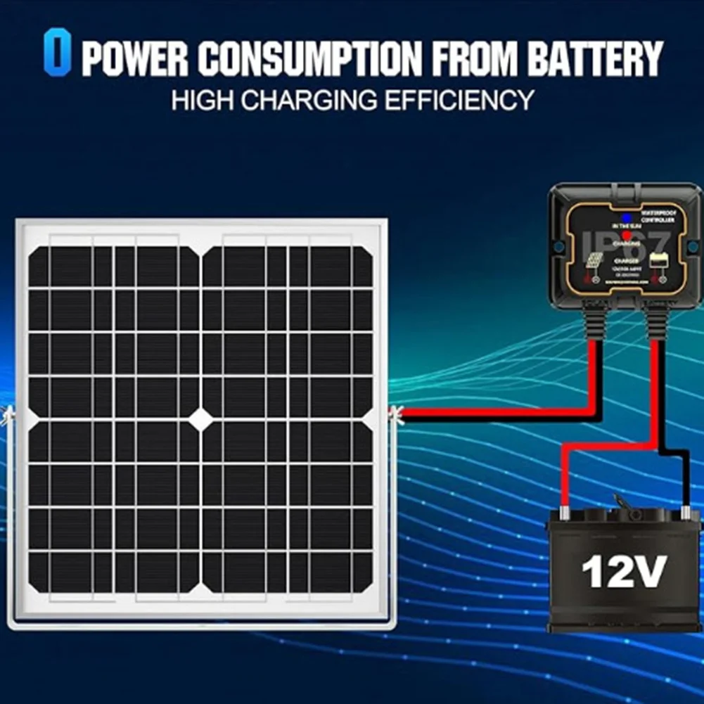 For MPPT Solar Charge Controller 10A 12V IP67 Waterproof for Lithium Batteries Supports Gel Flooded Battery Chemistries