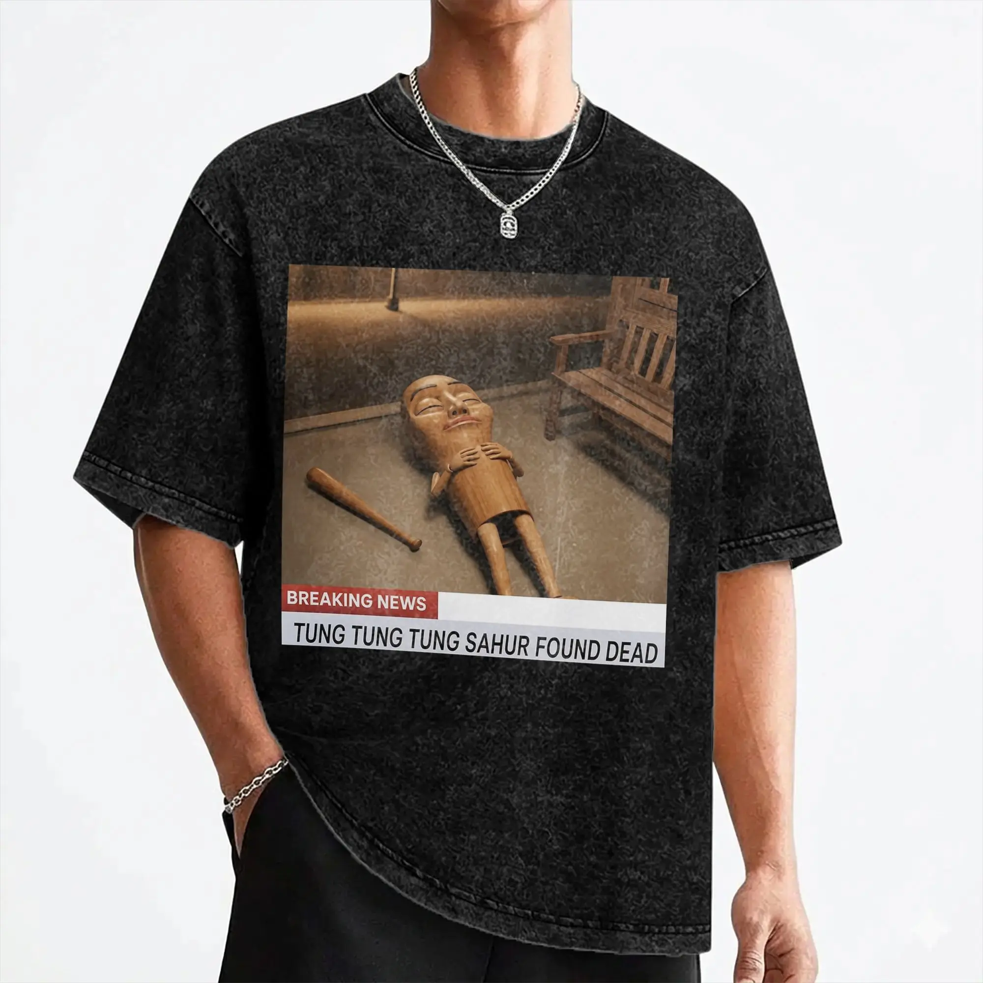 Washed T Shirts Tung Tung Tung Sahur Dead Funny Triple T Hip Hop Vintage T-Shirt High Street  Streetwear Tops Tee Shirt for Men