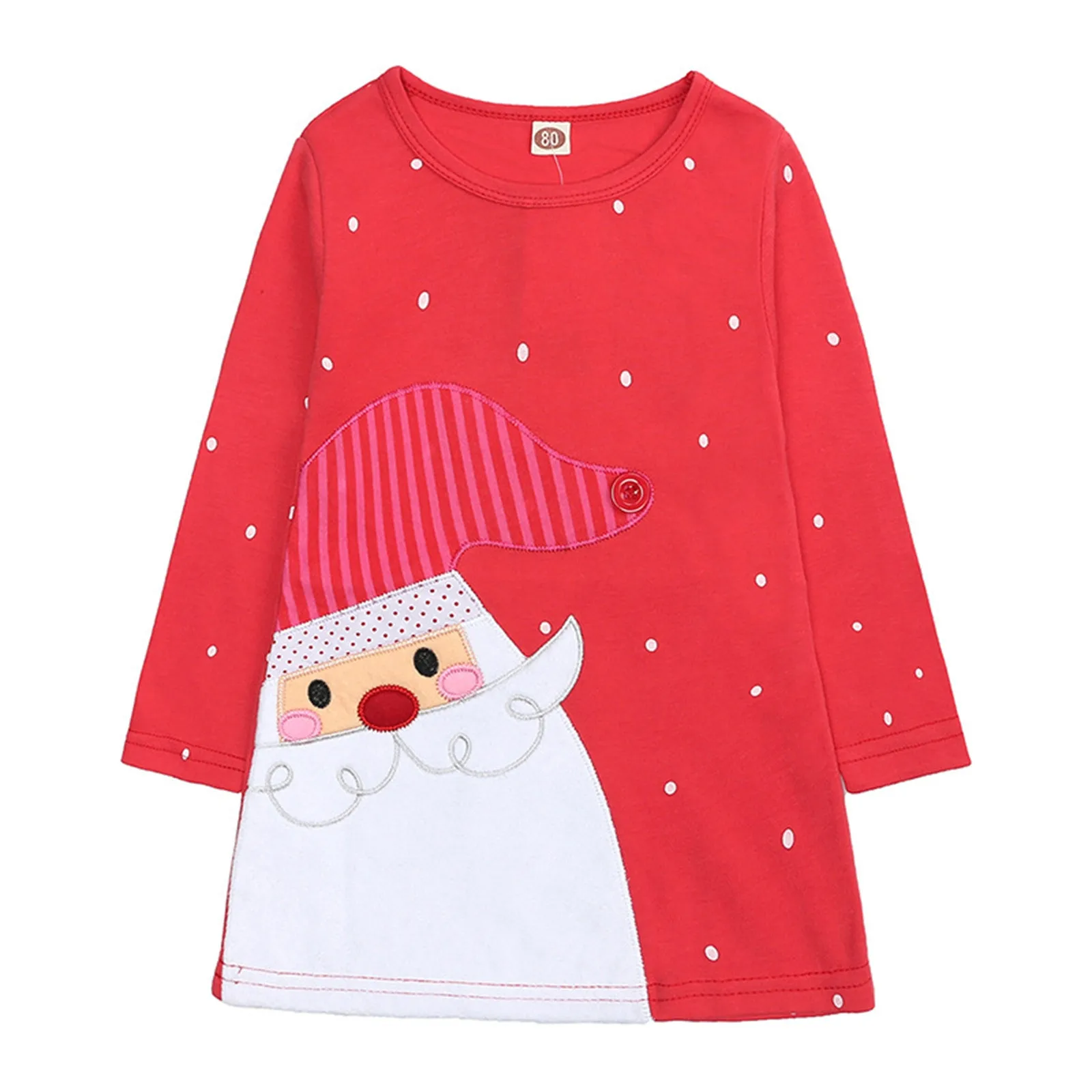 Kids Christmas Dress Cute Santa Baby Casual Cotton Long Sleeve Girls Dress 1-6 Years Toddler Girl Clothes Sweet Princess Costume