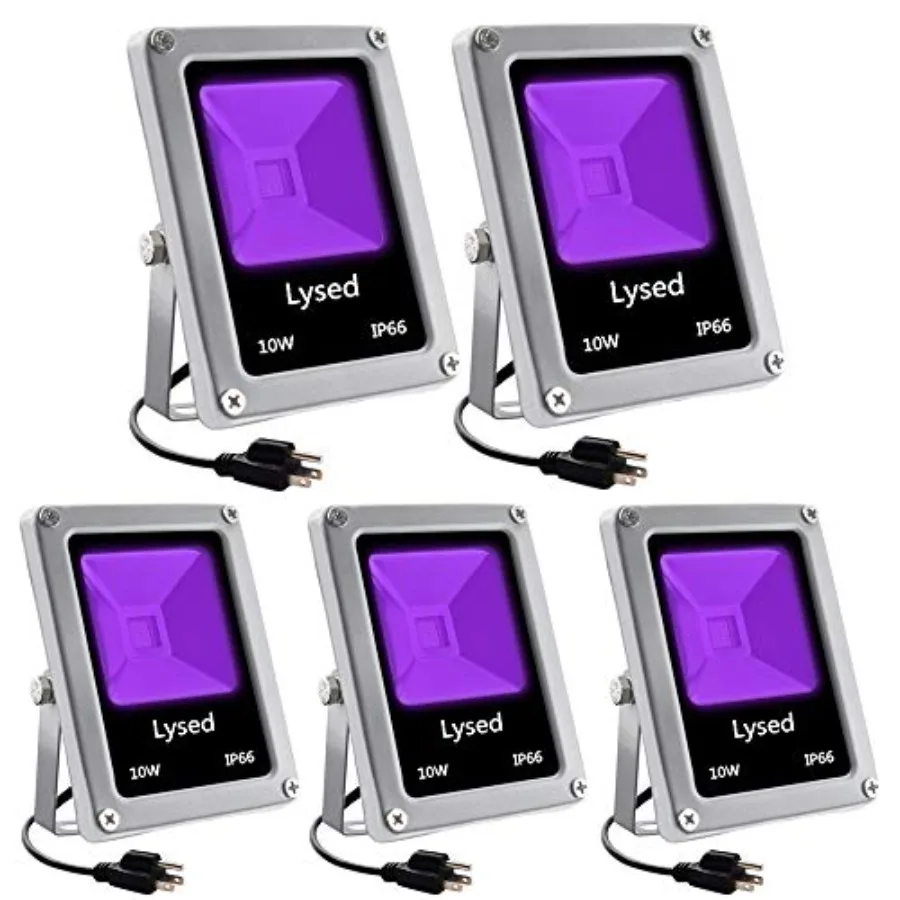 10W LED Black Lights, Blacklight Flood Light with Plug IP66 Waterproof, Outdoor Blacklight for Halloween Dance Party, Glow in T