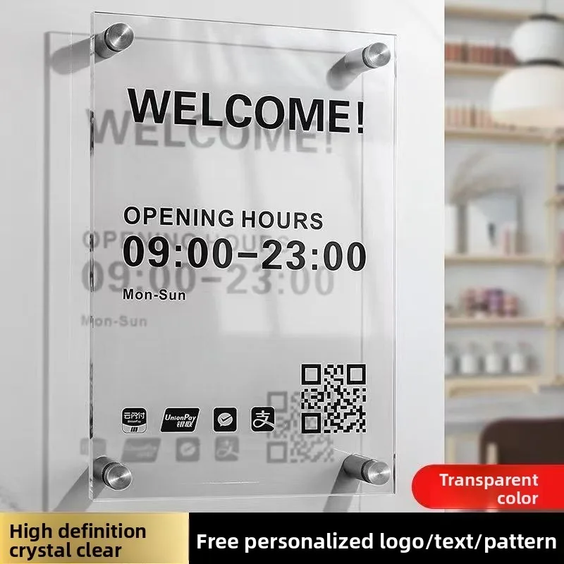 New Acrylic Sign Board Door Plate for Company Shop Store Hotel Salon Customize Business Logo Icon Name Slogan Address Letter