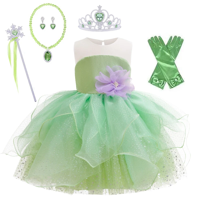 

Girls Christmas Costume Toddler Fairy Dress & Wings Green Fairy Girls St. Patrick's Day Costume Princess Ball Gown Kids