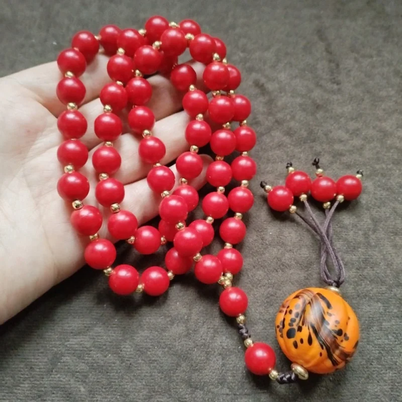 Tibetan area backflow red glaze tail beads necklace sweater chain accessories ornament