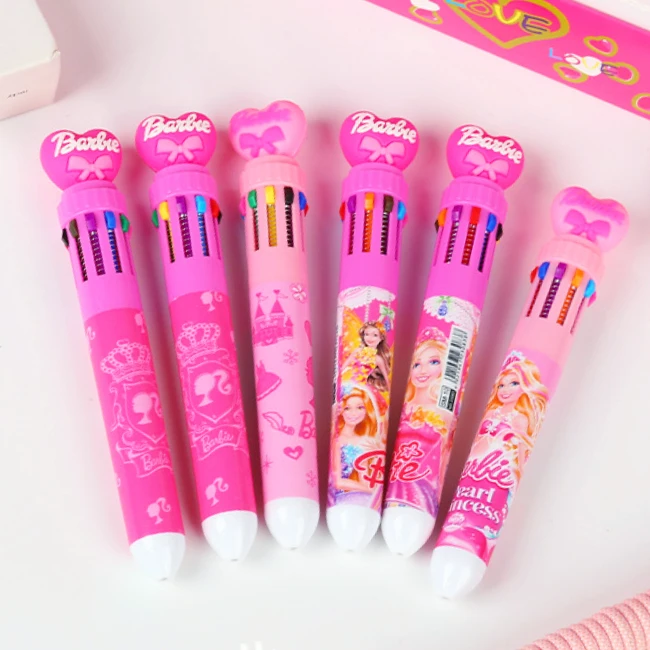 Barbie Pen 10 Kleur Balpen Cartoon Roze Meisjes Student Schrijf Benodigdheden Studenten Briefpapier Terug Naar School Cadeau Pop Speelgoed