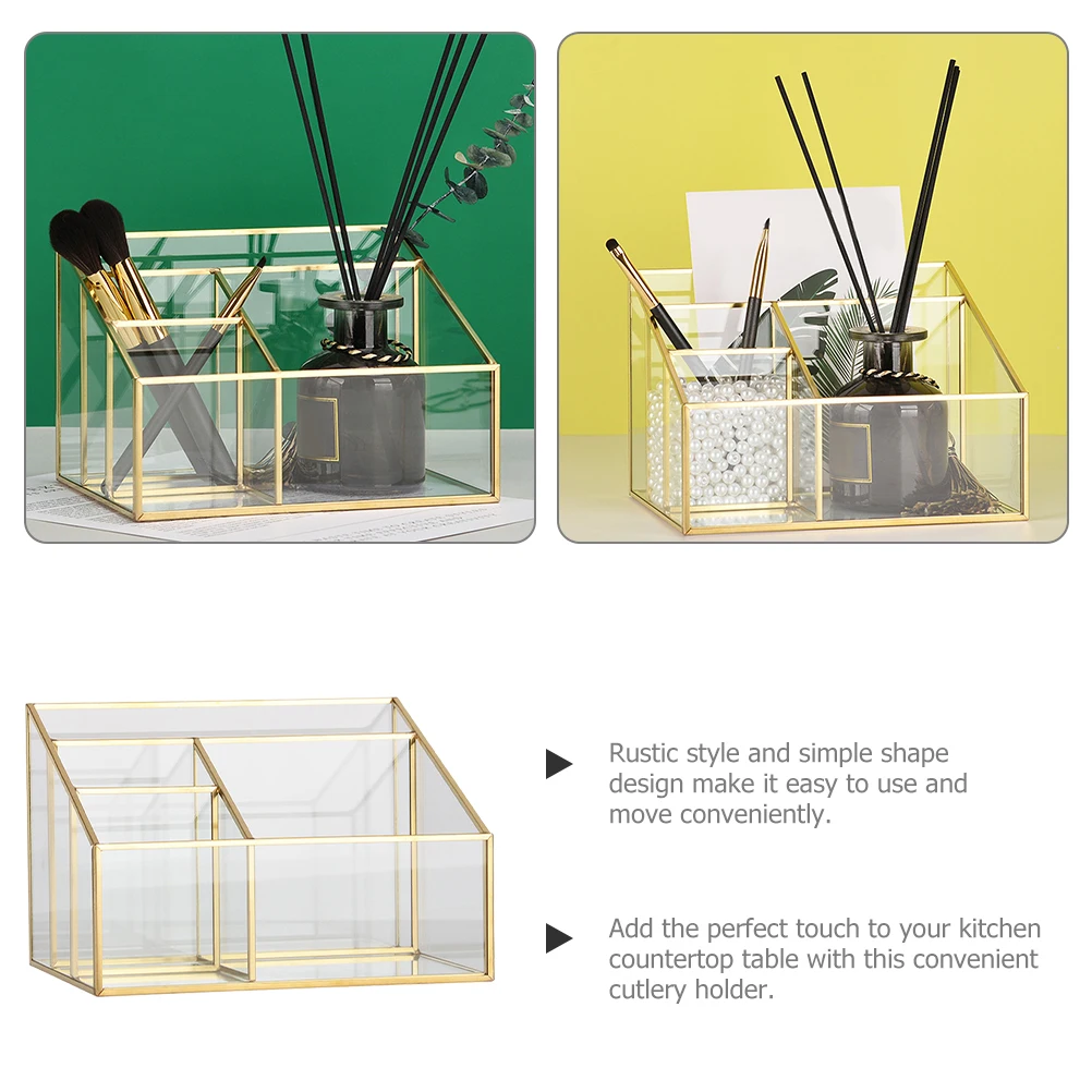 

Sturdy Transparent Makeup Organizer Glass Display Case Large Capacity Storage For Lipstick Eyeliner Brush Holders