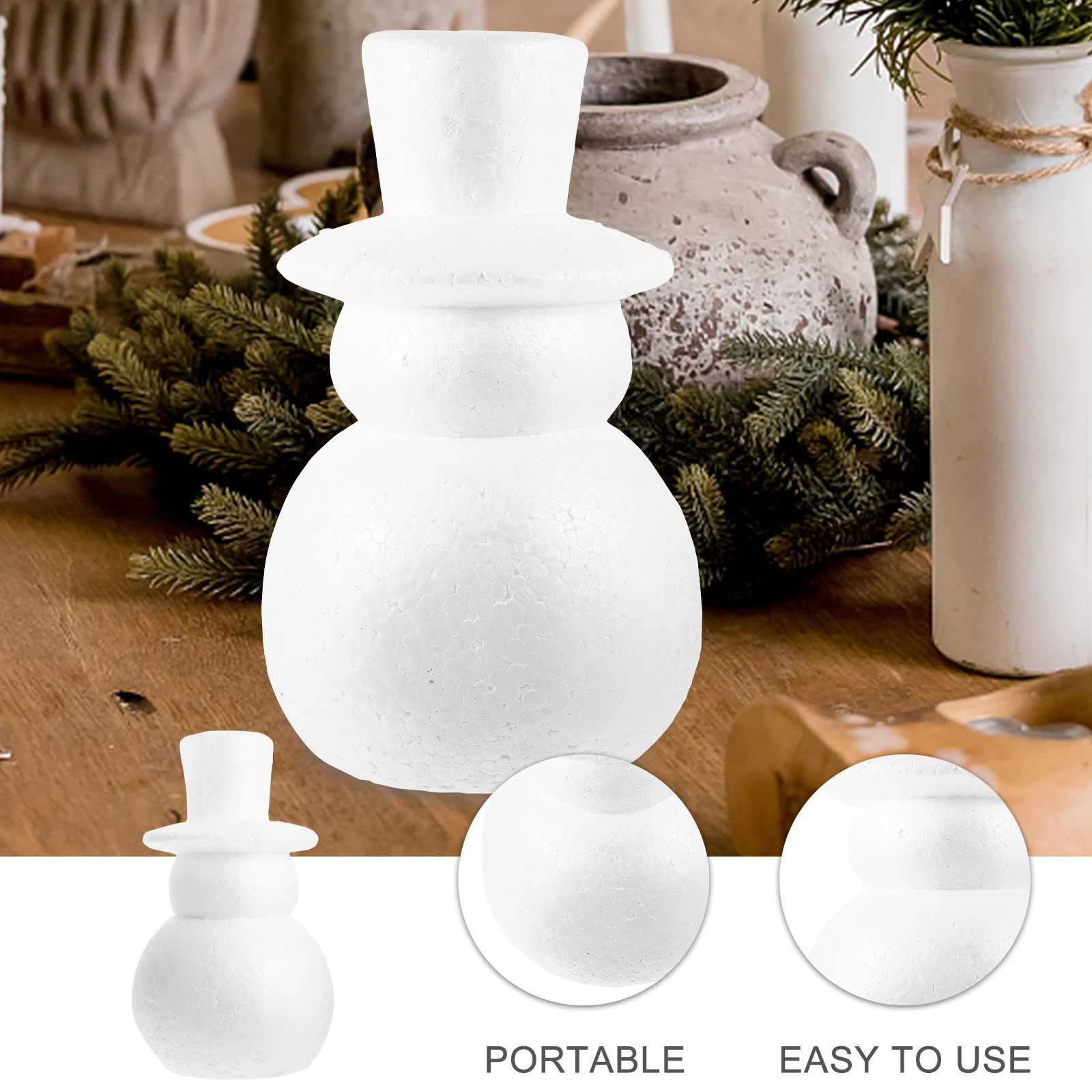 

1pc Christmas Polystyrene Snowman Diy Craft Smooth Mold For Holiday Decorations Home Ornaments Outdoor Party Decoration