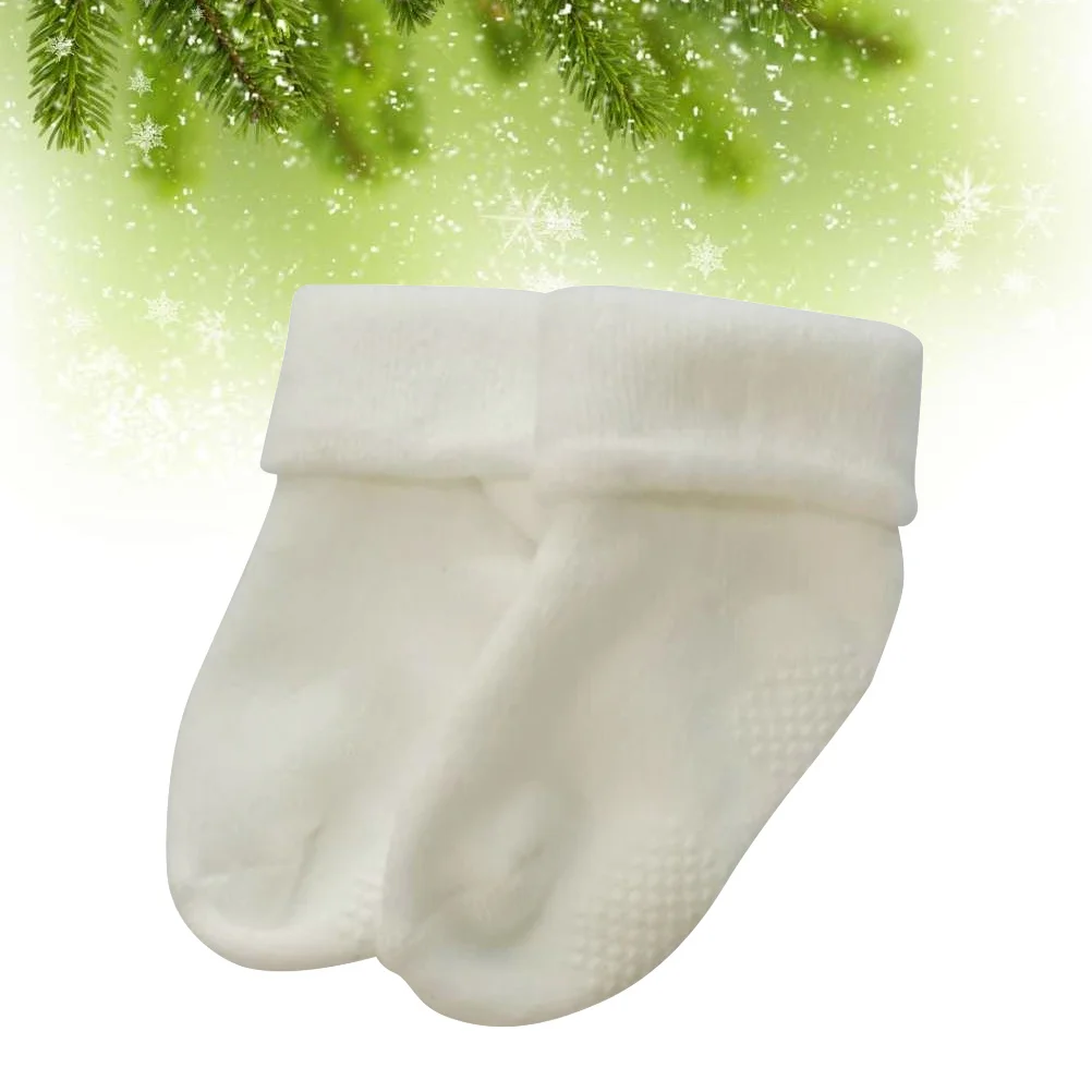 

Baby Socks Newborn Cotton Thickening Loose Mouth Size M 1-3 Years Boys Girls Autumn Winter Socks Anti- White