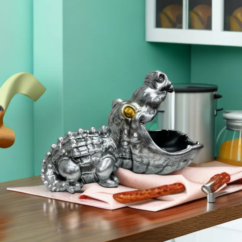 

Home Decoration Crocodile Statue Sculpture Key Candy Storage Container Decoration Dining Table Decoration Accessories