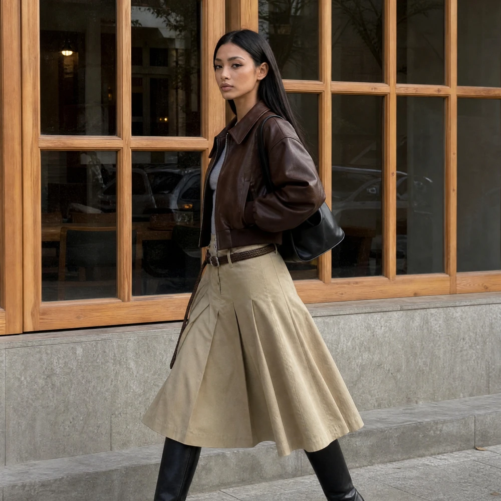 Damen-Herbstjacken mit Gürtel, kurze Lederjacken, elegante, schmale, warme Damenjacke, Street-Chic, lässige Vintage-Jacke, Neu – Detail 18