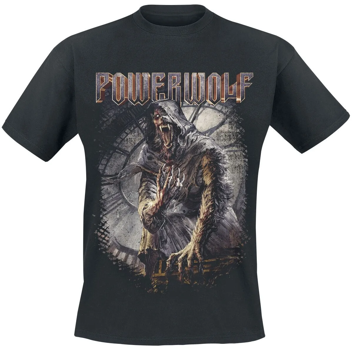 Powerwolf No Prayer At Midnight Unisex Cotton T-shirt, Hooded Werewolf Print, Heavy Metal Rock Band Casual Tee