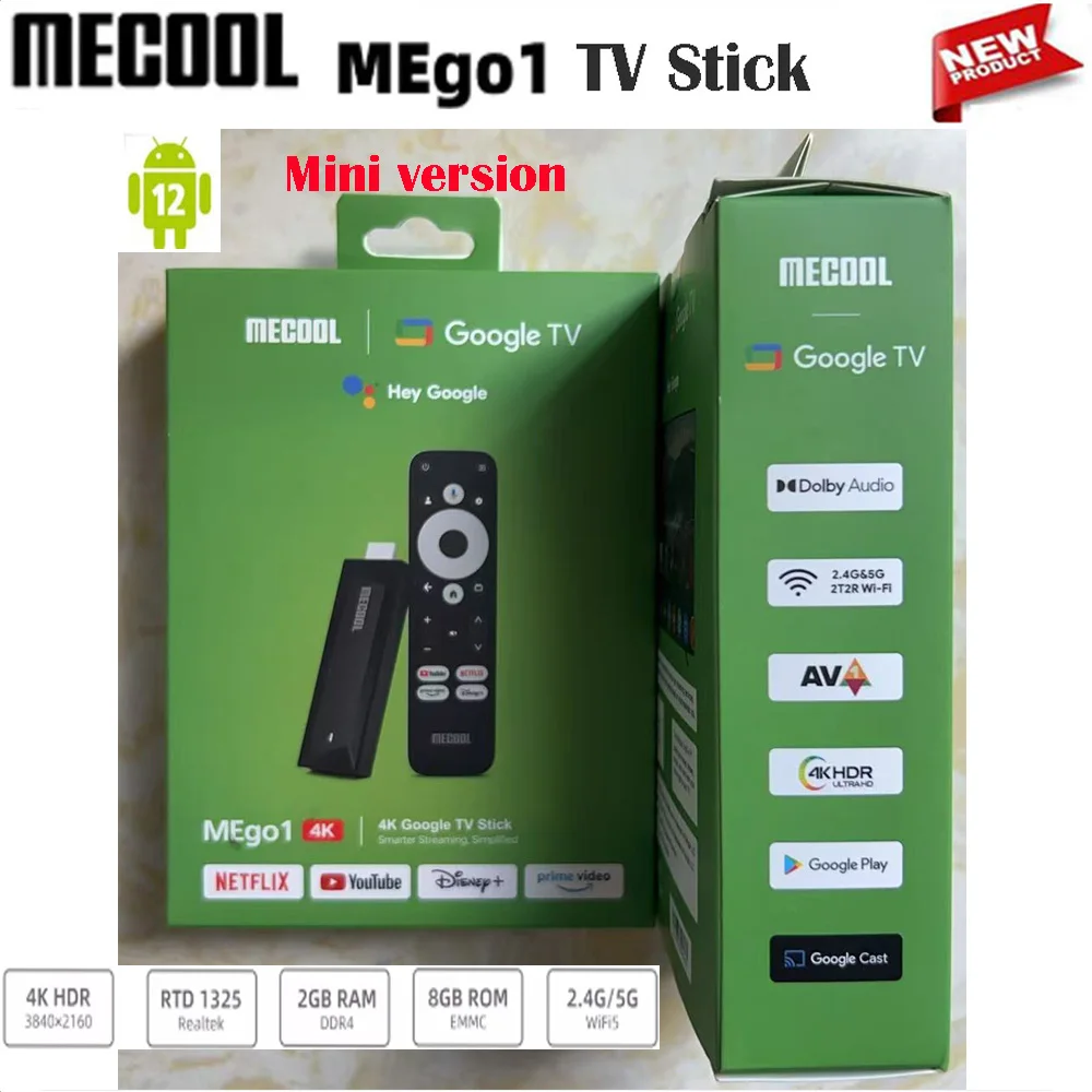 【正規品】2025年最新 MECOOL MEgo1 ミニTVスティック Realtek RTD1325 2G+8GB 4K UHD 5G Wi-Fi LAN 100M Google認証 TV PK Mecool KD3