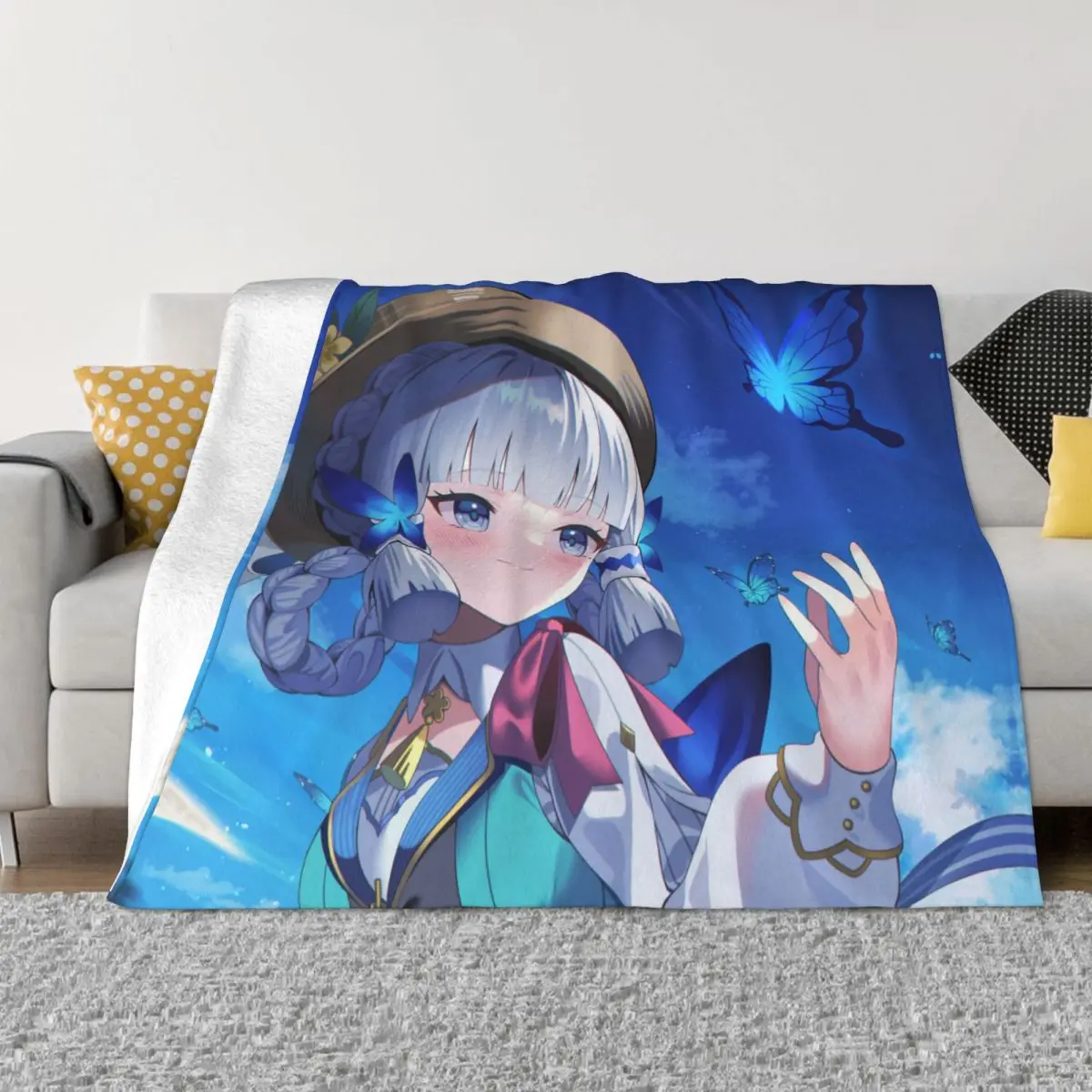 Comfort Kamisato Ayaka Blanket Accessories Sofa Decorative Genshin Impact Throw Blankets Warm Flannel for Couch