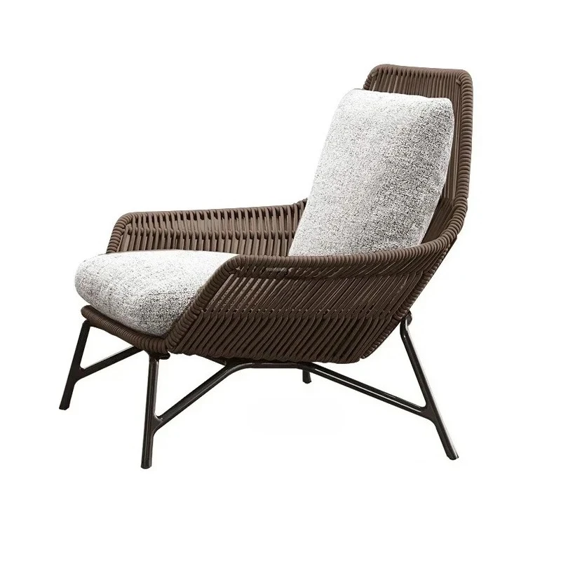 & American Country Rattan Beach Chairs Designer Rattan Armchair Outdoor Furniture Luxury Leisure Outdoor Chairs Single Sofa Chai
