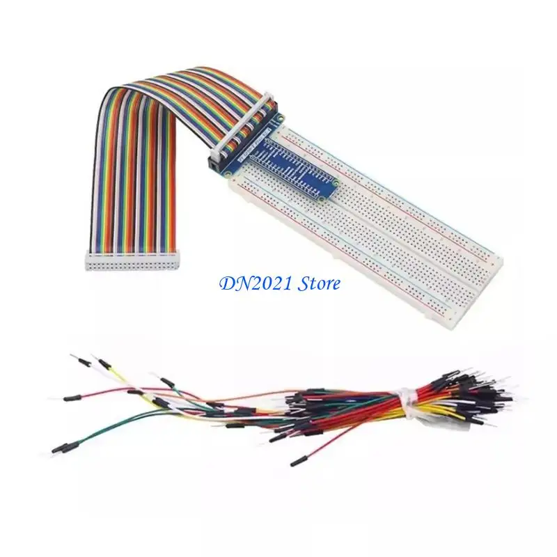 F3KE GPIO Expansion Board Breakouts Board Sets for 5/4B/3B GPIO T Type Adapter Board Rainbow Ribbon Cable 65Pcs Jumper Wire