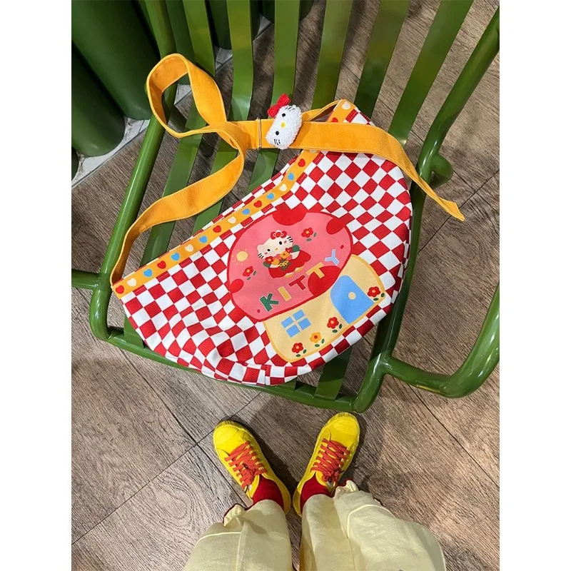 

Kawaii Hello Kitty Sanrio Cute Cartoon Crossbody Bag Students Children Shoulder Bag Large Capacity Storage Package for Kids