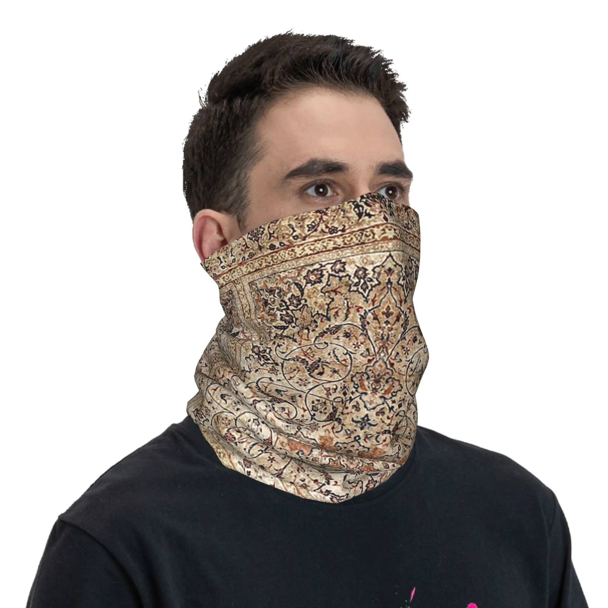 Silk Esfahan Persian Carpet Print Bandana Neck Cover Printed Mask Scarf Face Mask Cycling for Men Women Adult Windproof