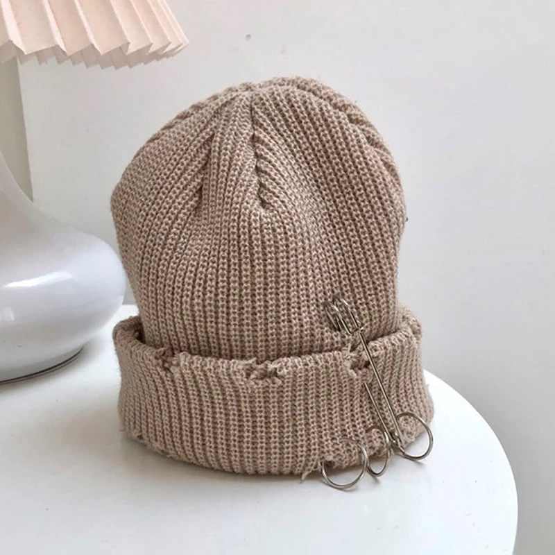 Women Girls Hats Caps Winter Warm Personal Solid Color Pin Knitted Fashion Accessories