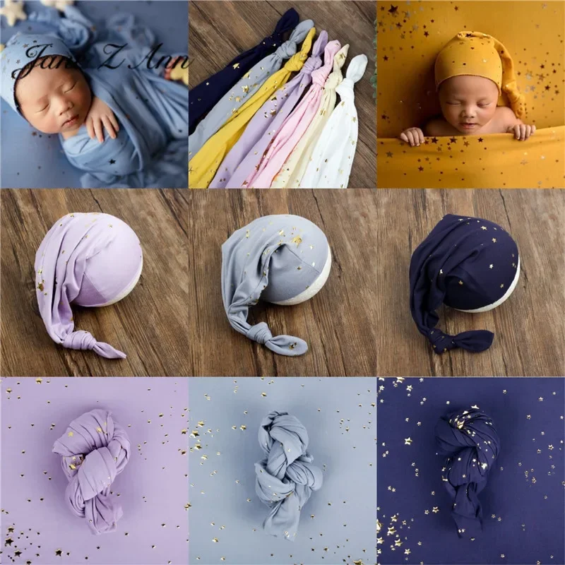 

Children Photography Props Wrap 40x170cm Newborn Photography Starry Sky Pointy Hat Photo Studio Shooting accessories