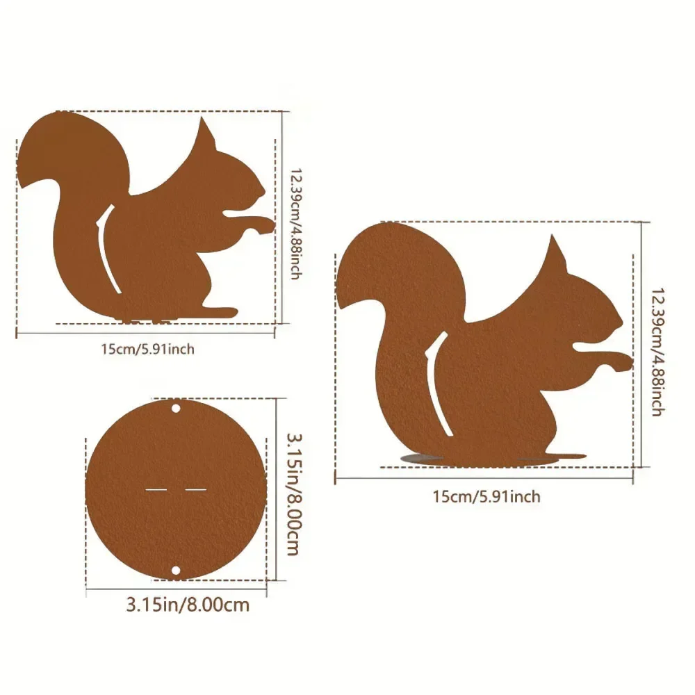 1pc Squirrel Metal Garden Stake - Enhance your yard with this stake. Ideal for fall and outdoor. Elegant garden ornament