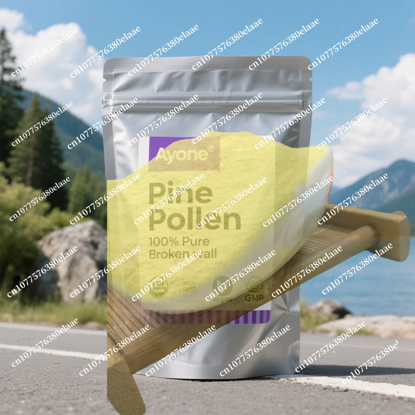 

Индивидуальный порошок натурального соснового пыльца, сосна с разбитыми стенками, полиэтиленовый пакет с двойным пакетом для глобальных дистрибьюторов