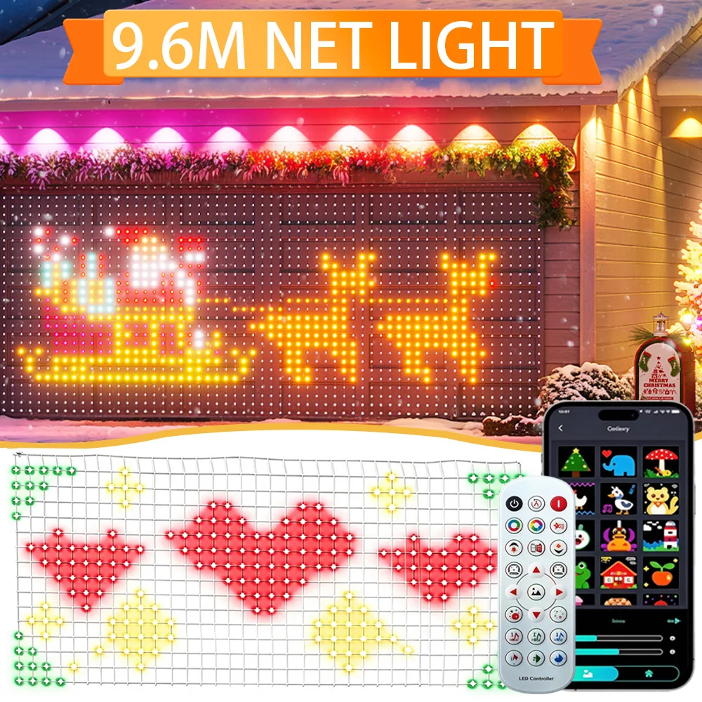 Smart Garden Netting - 9.6x1.6M Smart Net Light,1536LED DIY Programmable