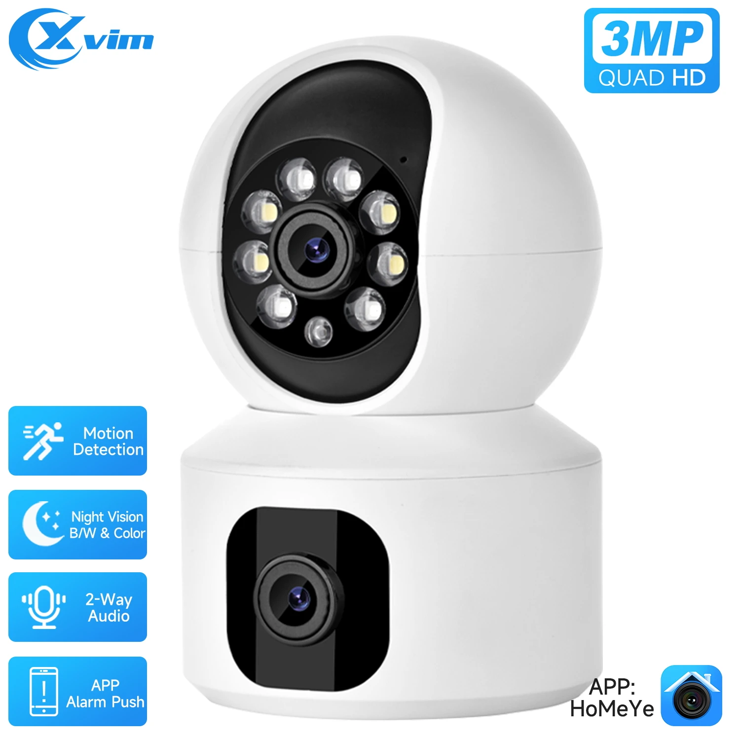 

Xvim 6MP PTZ IP Camera Wireless WIFI Smart Home Security HD Surveillance Camera Two-way Audio Baby Pet Monitor Video Record