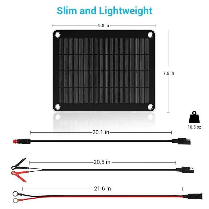 Renogy 5 Watts صيانة شاحن البطارية الشمسية المحمولة، احتياطية لشاحنة الدراجات النارية البحرية والقوارب #4
