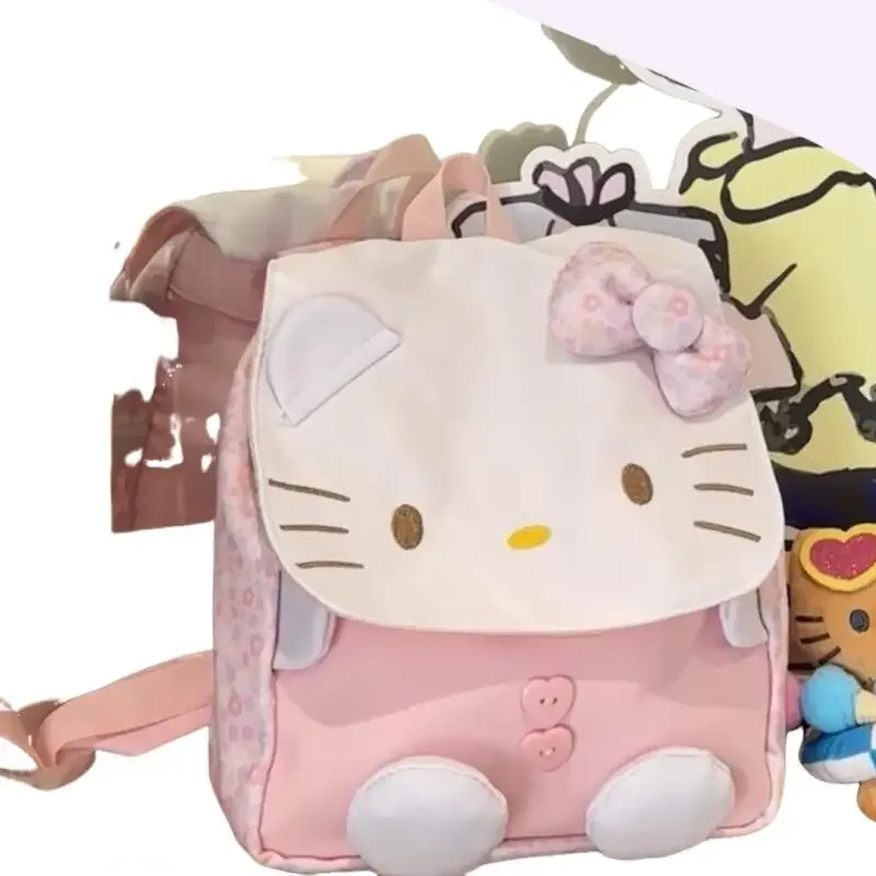 حقيبة ظهر كاواي هالو كيتي للأطفال حقيبة ظهر صغيرة على شكل قلب فتاة لطيفة وناعمة حقيبة مدرسية صغيرة محمولة للطالبات