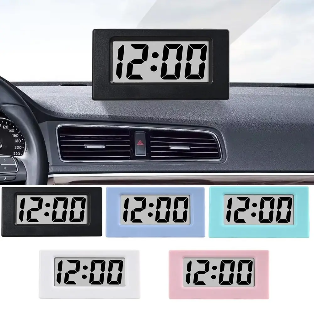 1Pcs Car Time Display Digital Clock Mini LED Clock Portable Cute Screen Desktop Clock 24Hour Mute Table Watch Student