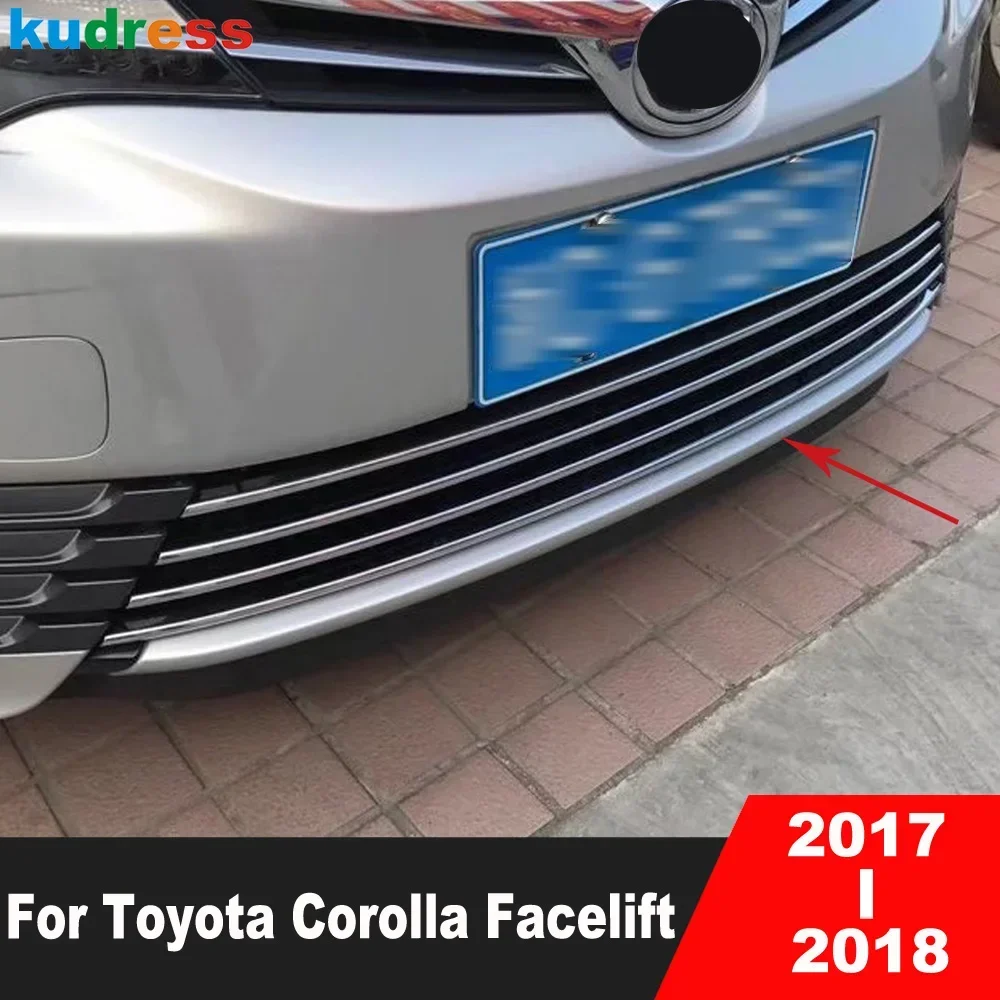 

Накладка на передний нижний бампер для Toyota Corolla Facelift 2017 2018, хромированная нижняя решетка автомобиля, литьевая полоса, аксессуары