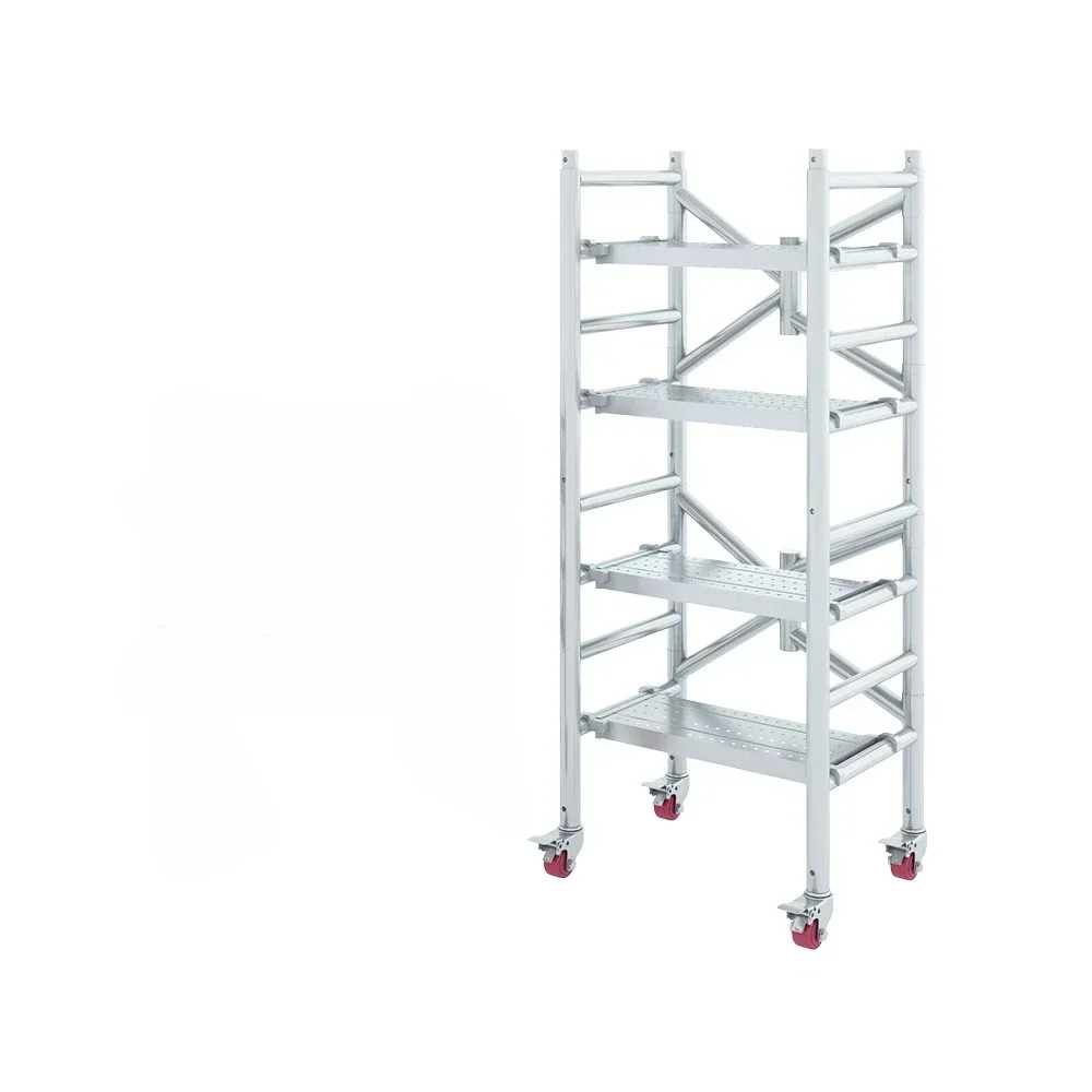 Scaffolding folding lifting mobile platform portable wheel decoration horse stool thickened engineering steel pipe double layer