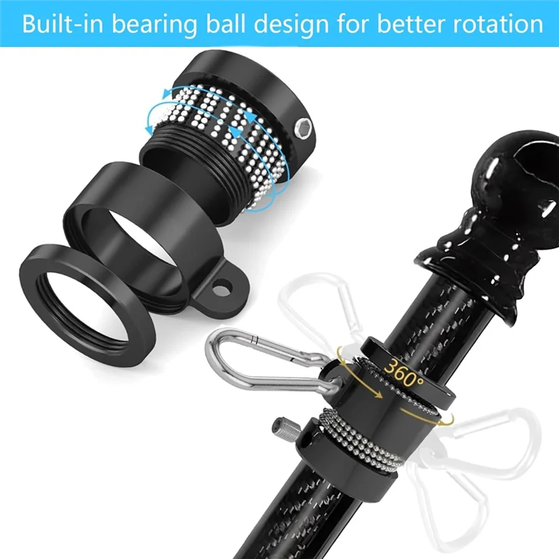 BYBS-1" Flagpole Ring 360° Rotation Anti-Tangle Mounting Ring Flagpole Kit Parts For 7-1/2" Diameter B