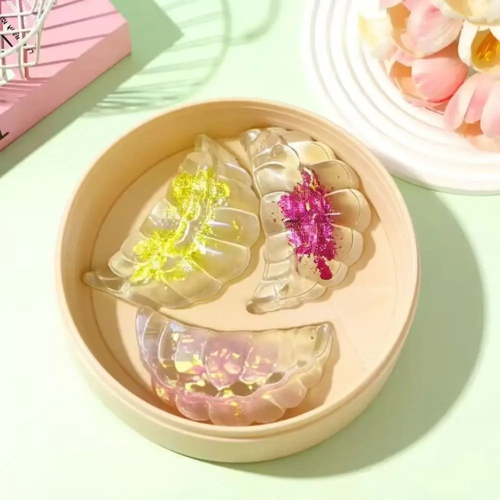 3pcs/set With Steamer Mini Dumplings Squishy Cute Pinch Crystal Simulation Crystal Dumpling Squeezable Fidget Steamed Dumplings