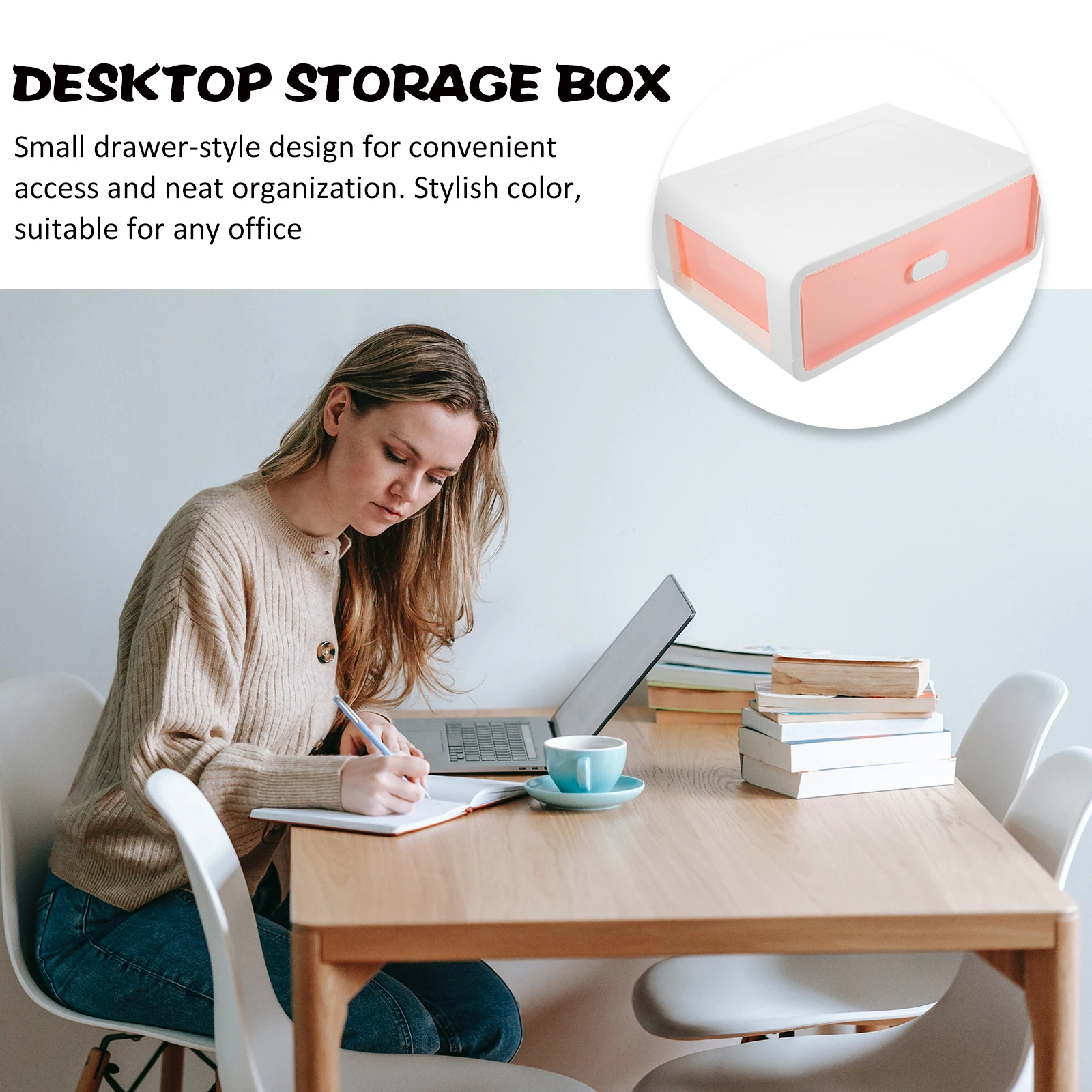 

1pc Stylish Desktop Storage Drawer Organizer Box Pp Material Single Layer Office File Document Stationery Large Capacity Plastic