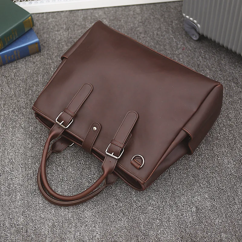 ﻿ New Design Fashion Business Handbag For Men Large Capacity Leather Male Tote Bag Travel Top Handle Bags Messenger Pack Bolsa