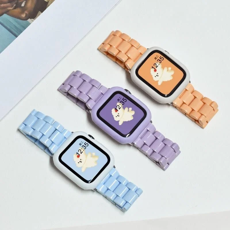 Pulseira de relógio de resina para apple watch 44mm banda 42 38mm correa pulseiras de relógio para iwatch série 10 8 7 6 se 5 4 40mm 41/45mm 49mm ultra